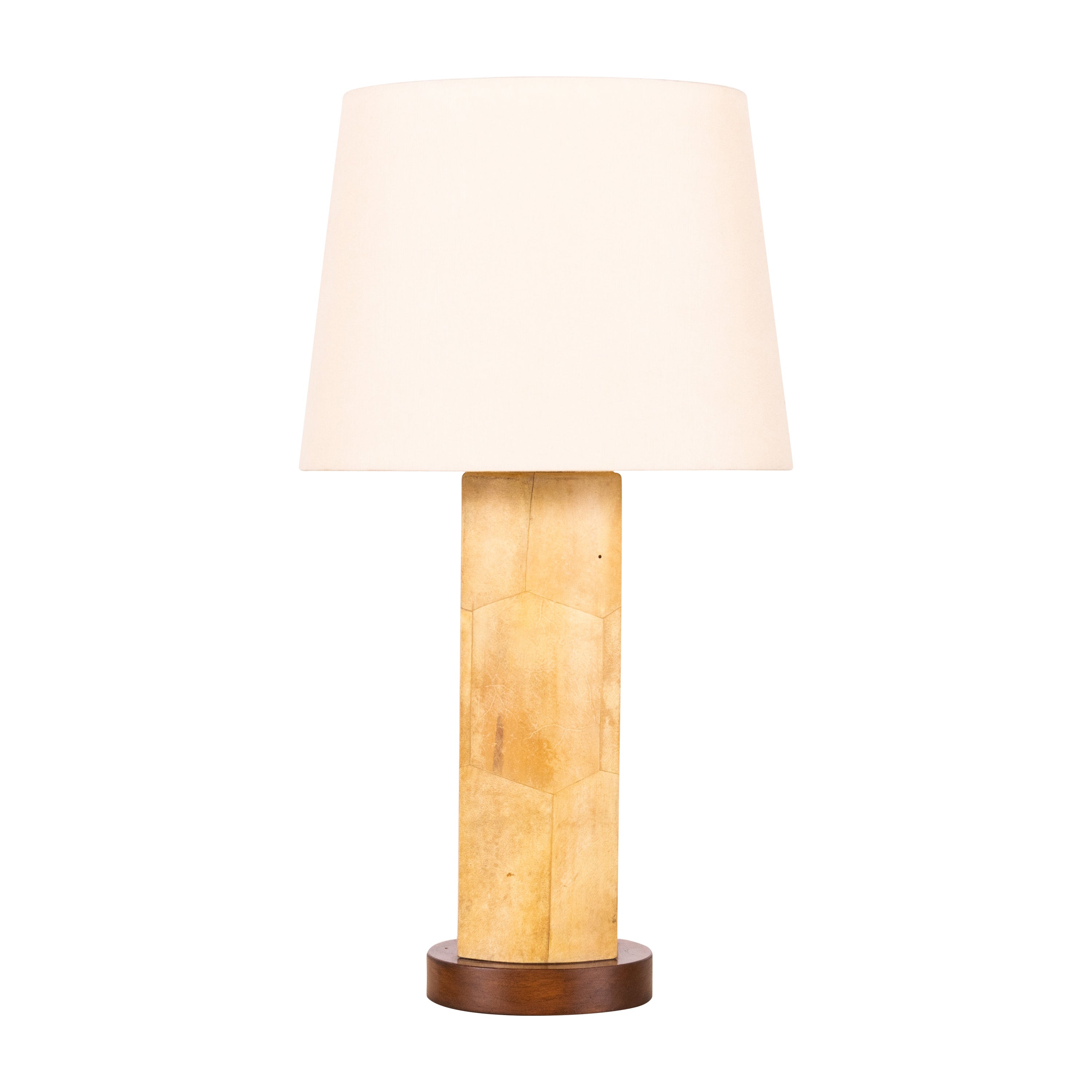Tall Goatskin Lamp with Custom Oval Linen Shade by Alto Tura