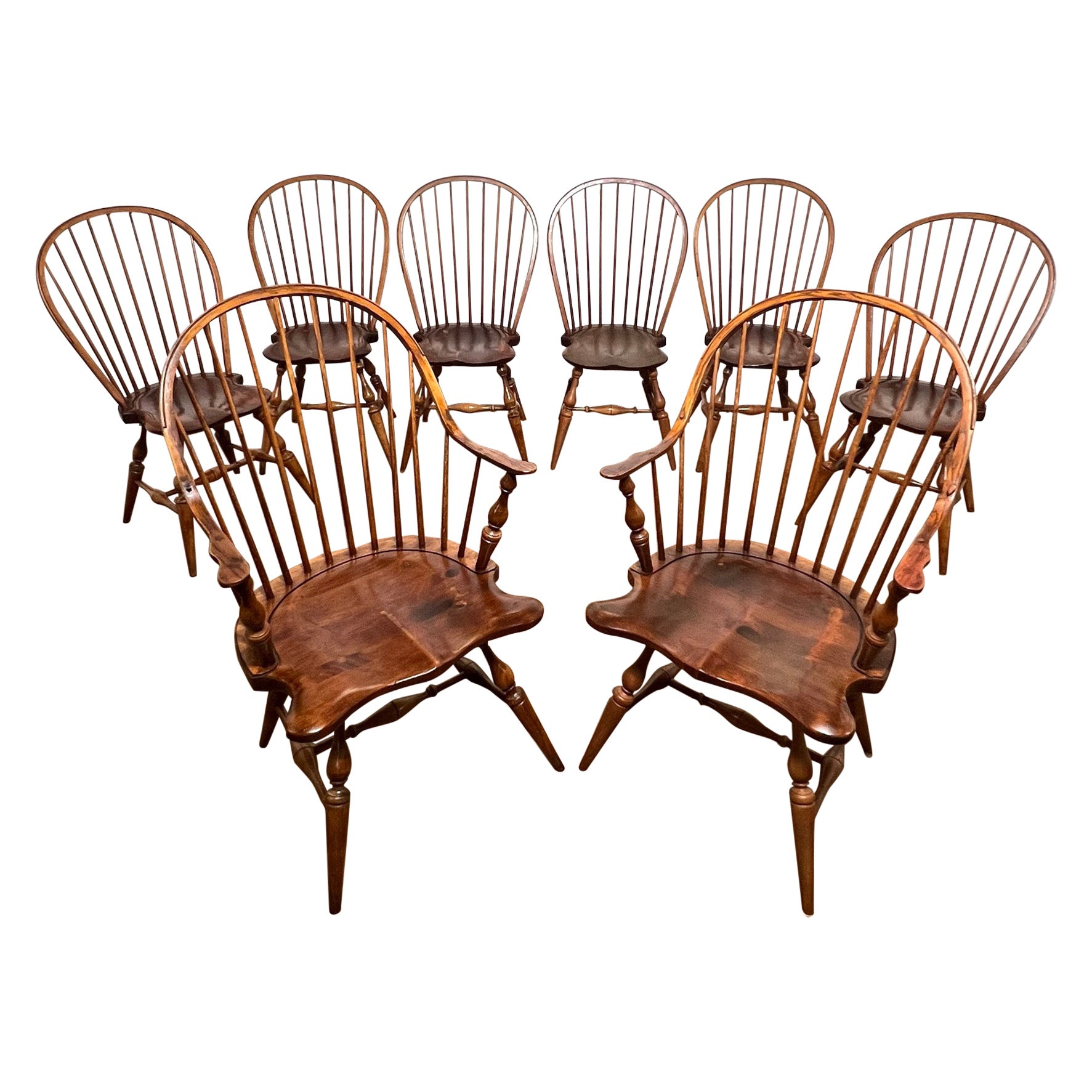 Set of Eight American Windsor Dining Chairs Circa Late 20th Century