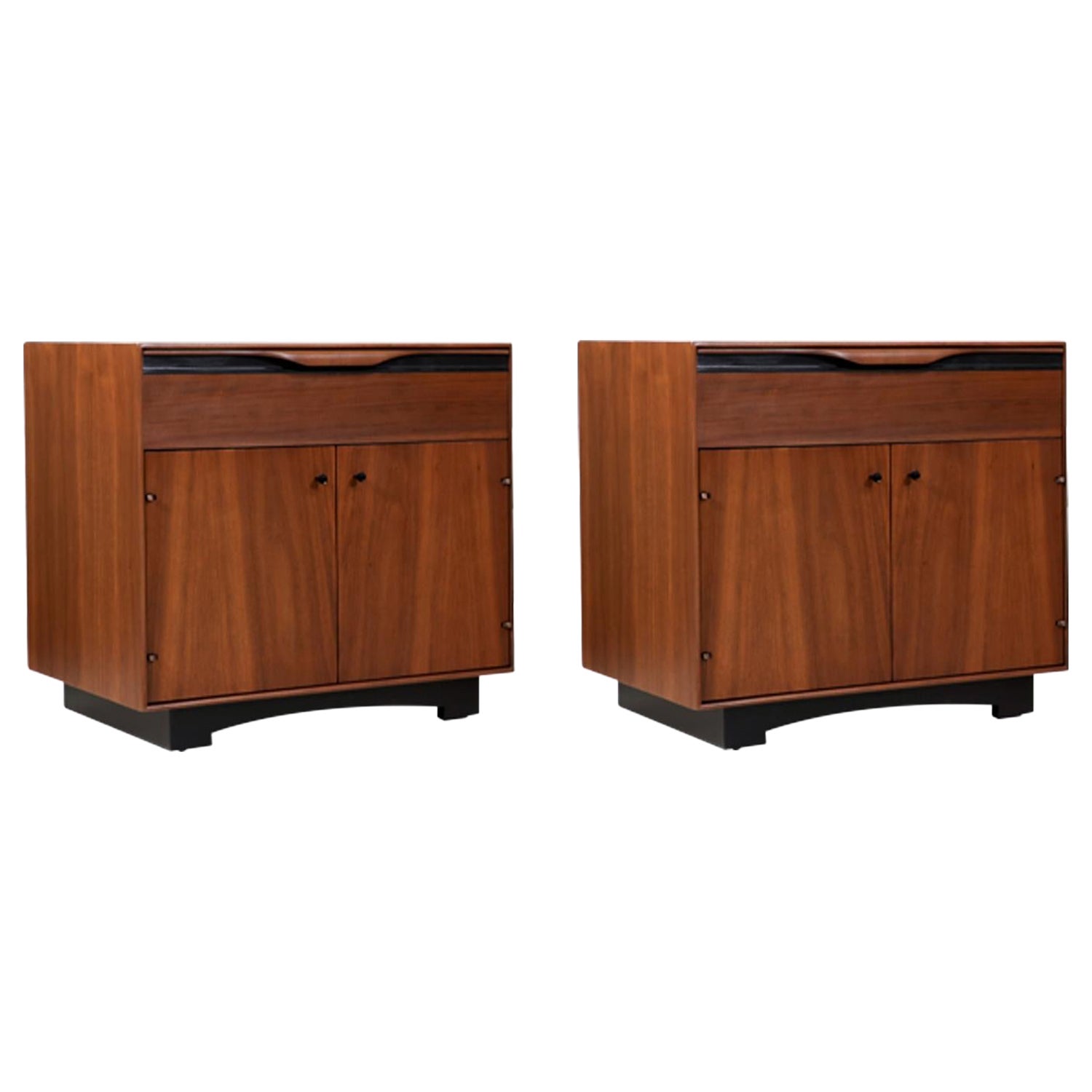 Expertly Restored - California Modern Walnut Night Stands by John Kapel  For Sale