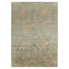 Rug & Kilim’s Contemporary Rug in Teal with Gold Floral Patterns
