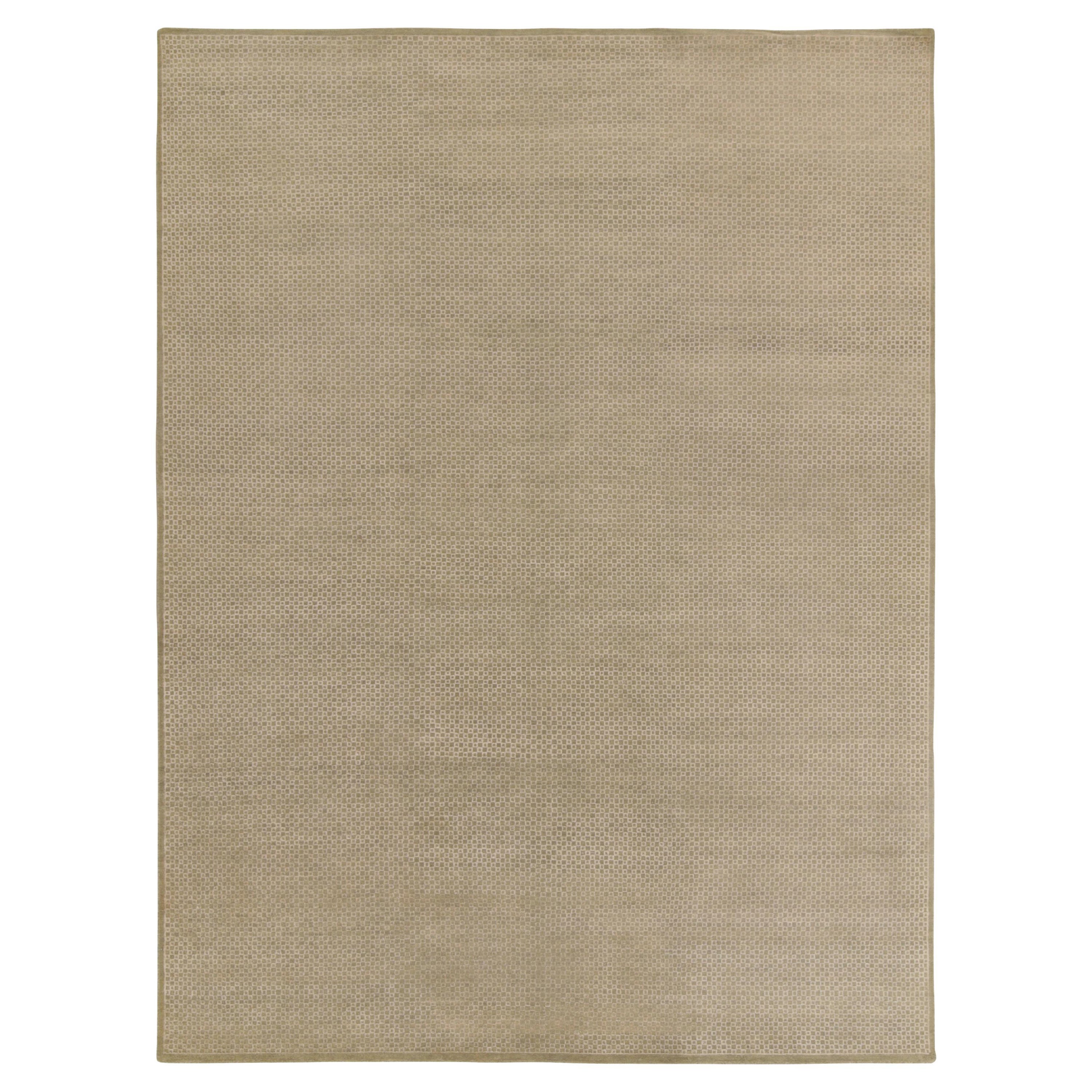 Alfombra contemporánea Rug & Kilim con estampado geométrico beige-marrón y verde en venta