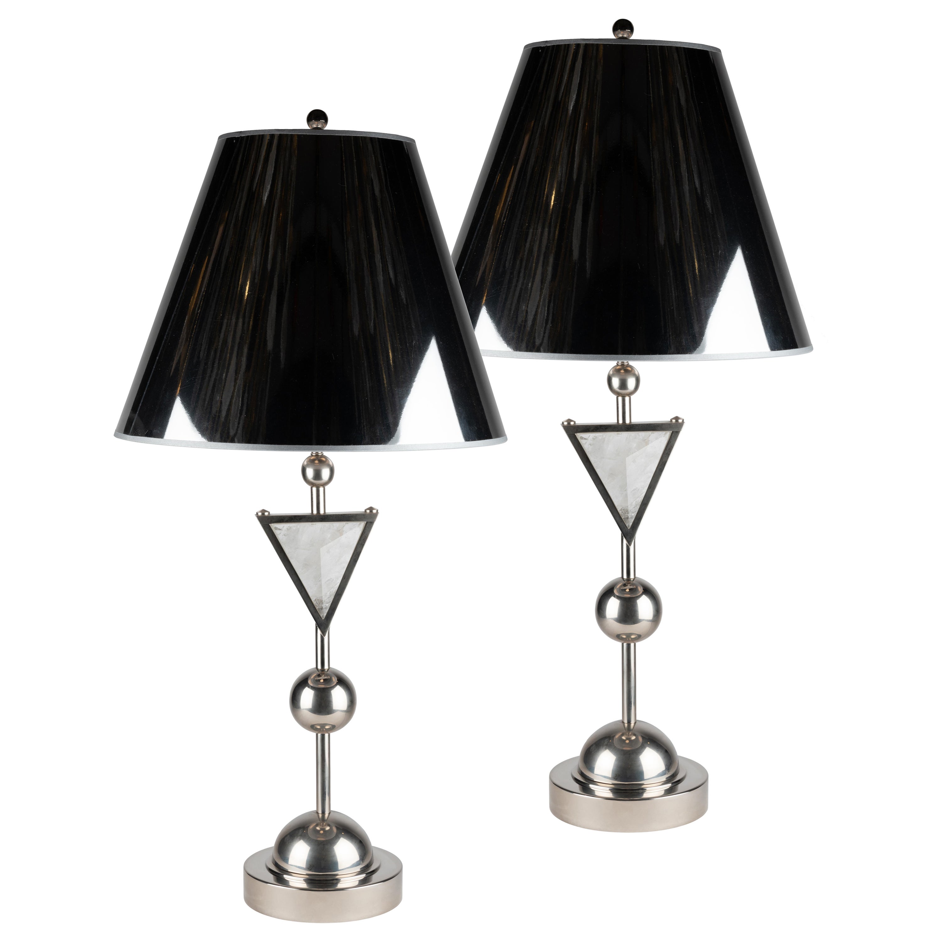 Modern Rock Crystal Diadem Lamps By Alexandre VOSSION. For Sale