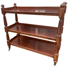 19th Century English Mahogany Three Tier Dumbwaiter or Trolley