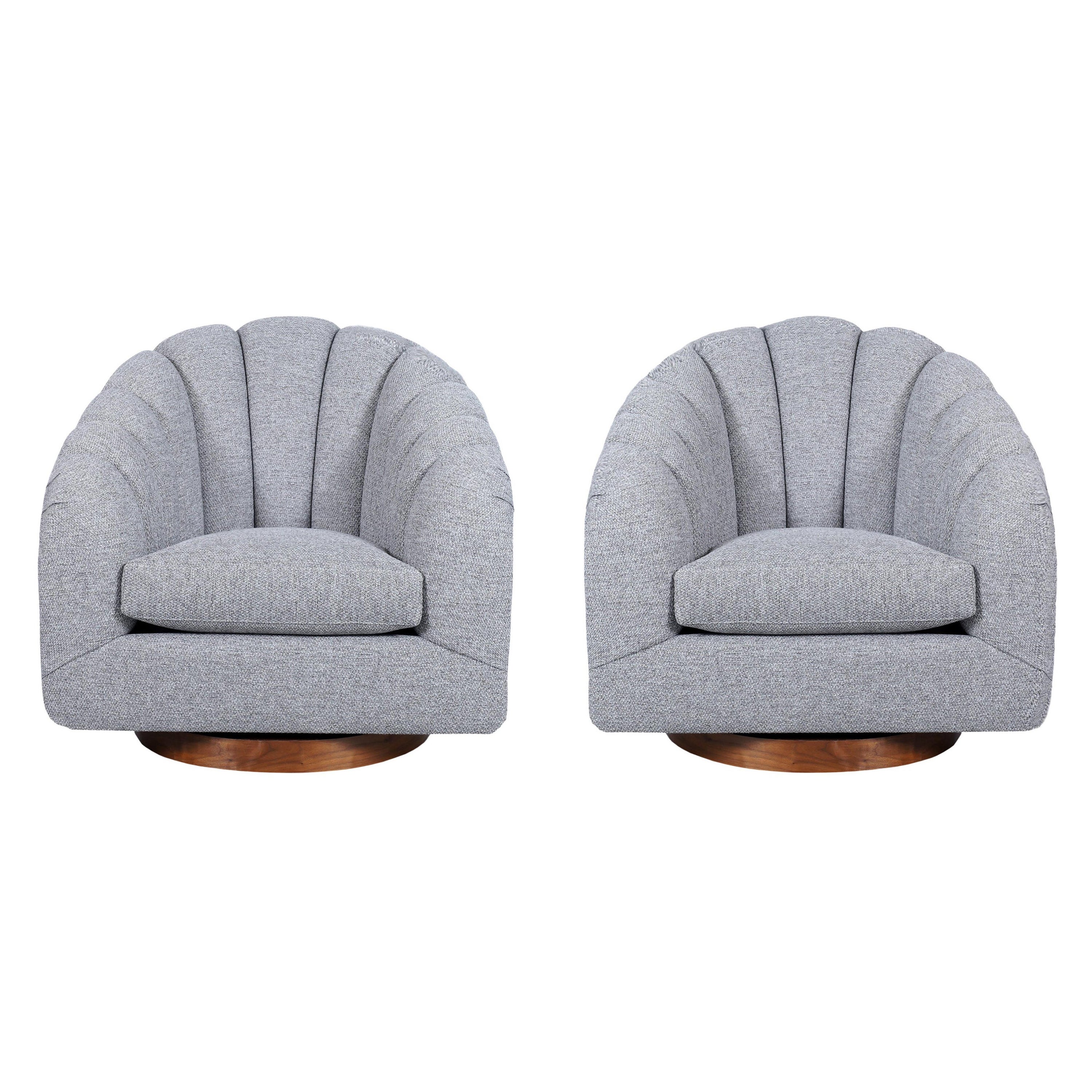 Vintage Walnut Swivel Lounge Chairs by Directional