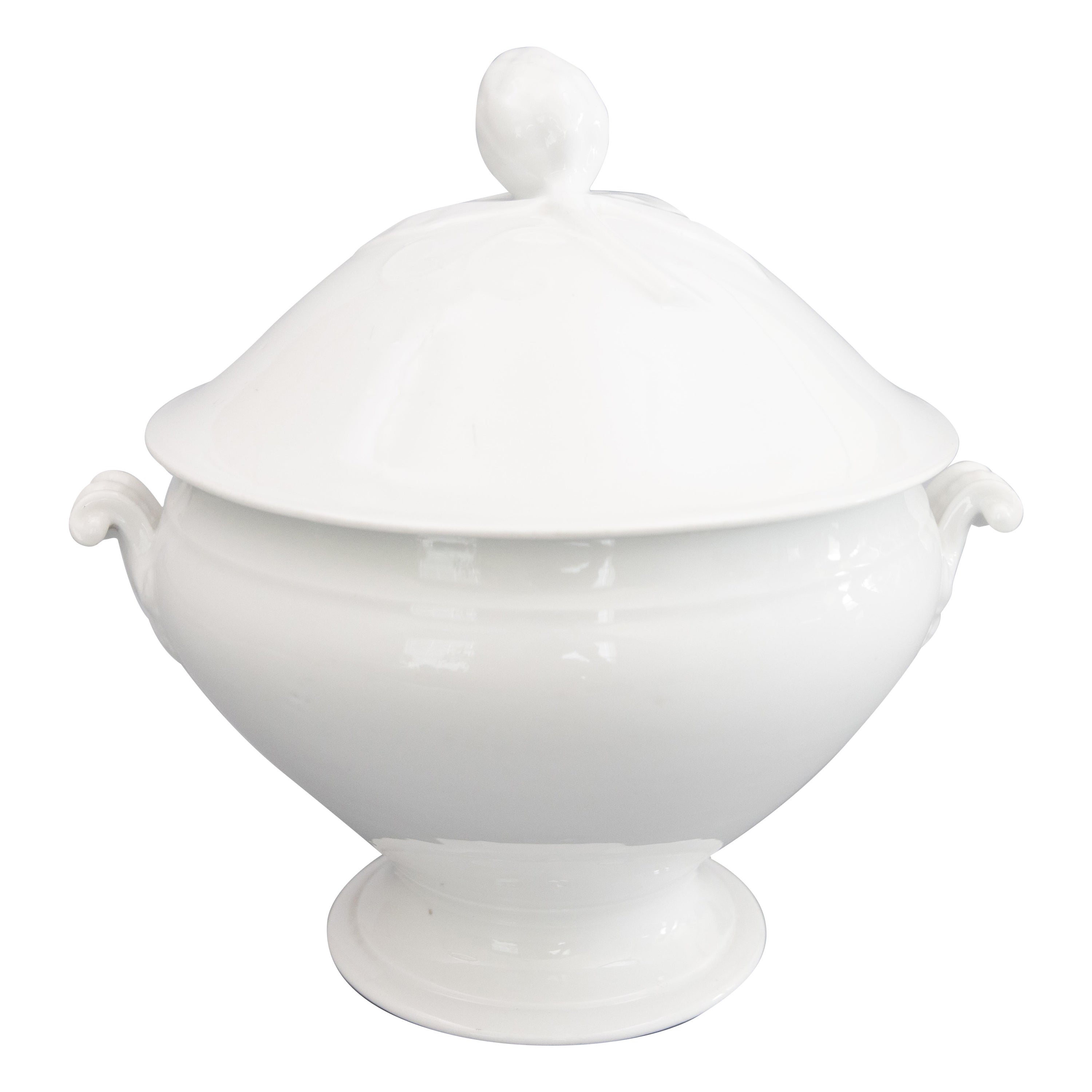 Antique French White Ironstone Lidded Soup Tureen For Sale