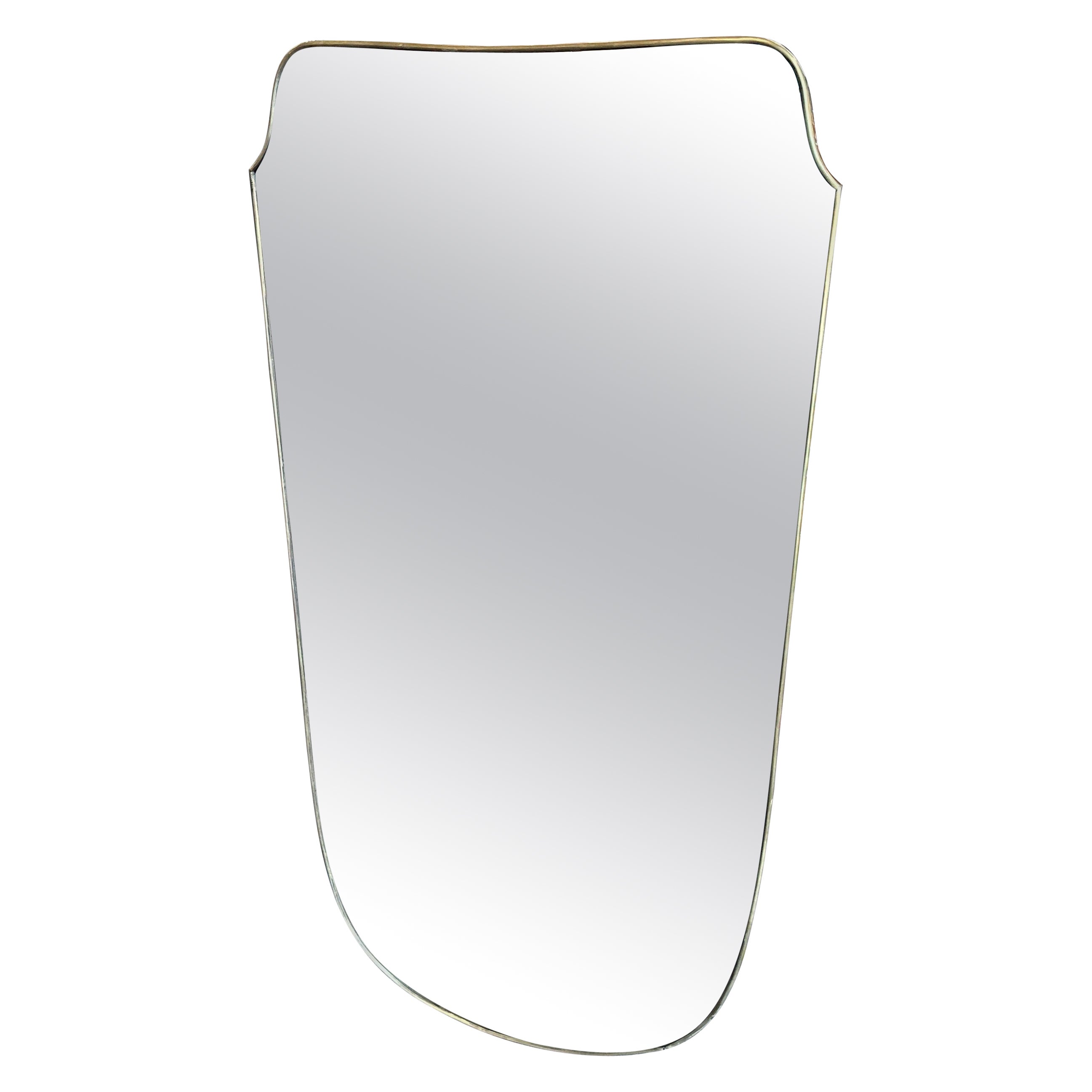 1950s Gio Ponti Style Mid-Century Modern Shield Shaped Italian Big Wall Mirror