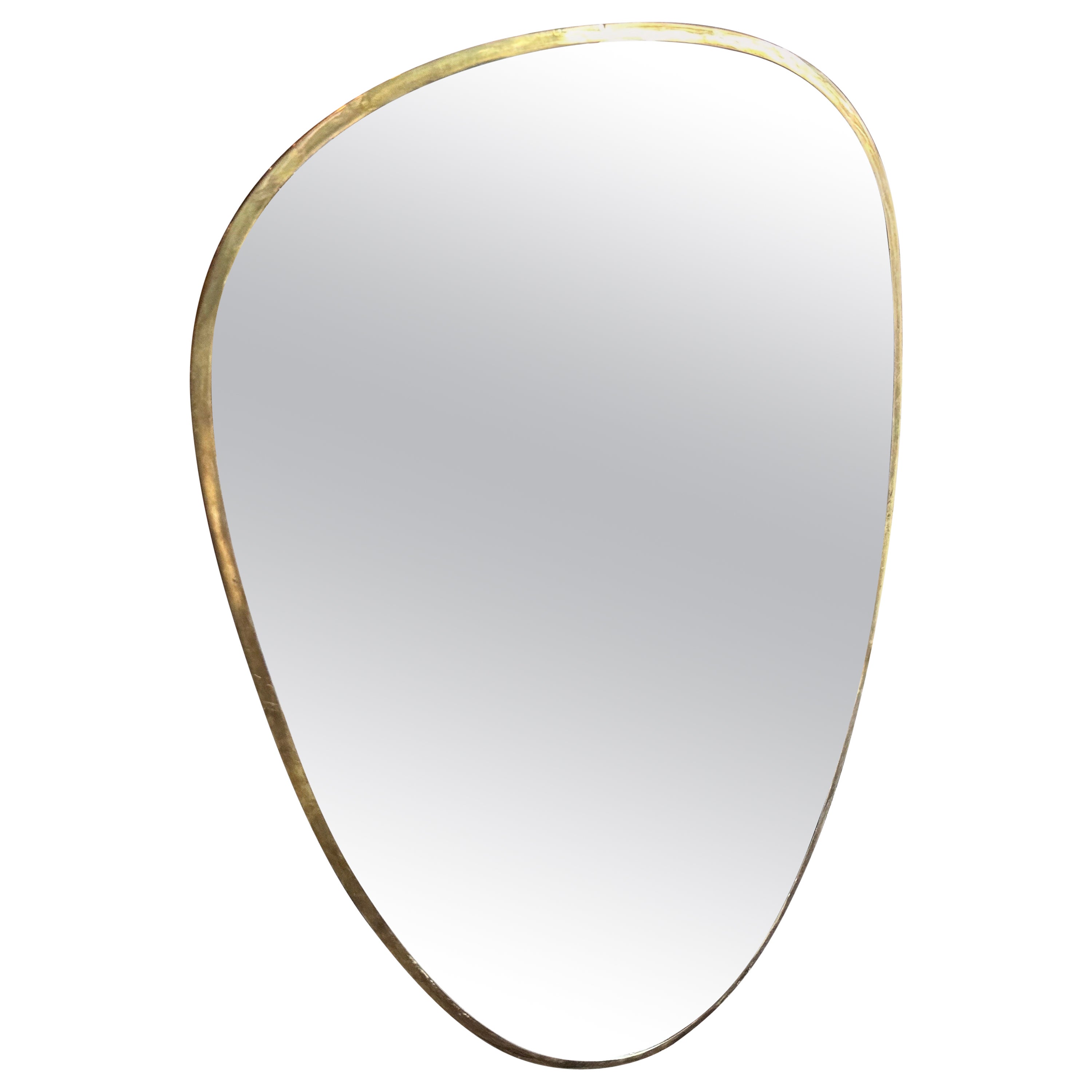 1950s Gio Ponti Style Mid-century Modern Brass Oval Shaped Italian Wall Mirror