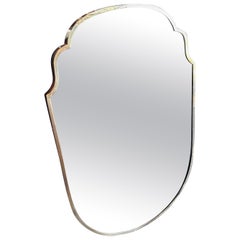 1950s Gio Ponti Style Mid-Century Modern Solid Brass Shaped Italian Wall Mirror