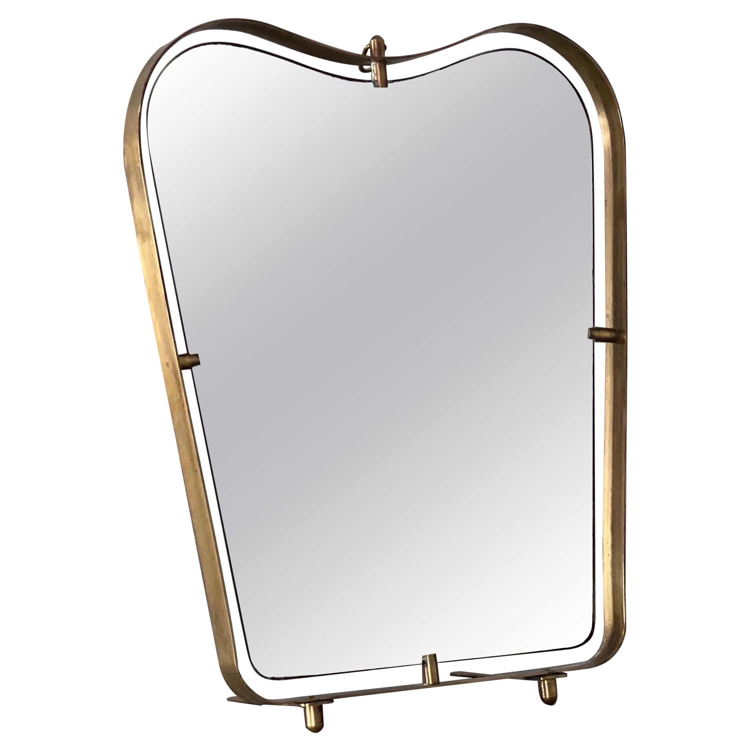 1950s wall or table brass mirror  For Sale