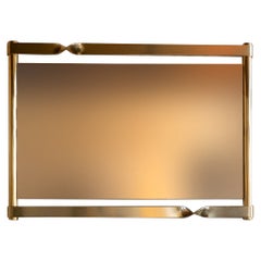 Mid-Century Modern Brass Glass Mirror in the Style of Luciano Frigerio, 1970s.