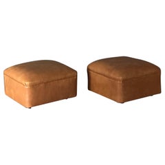 Leather 1960s ottomans, set of 2