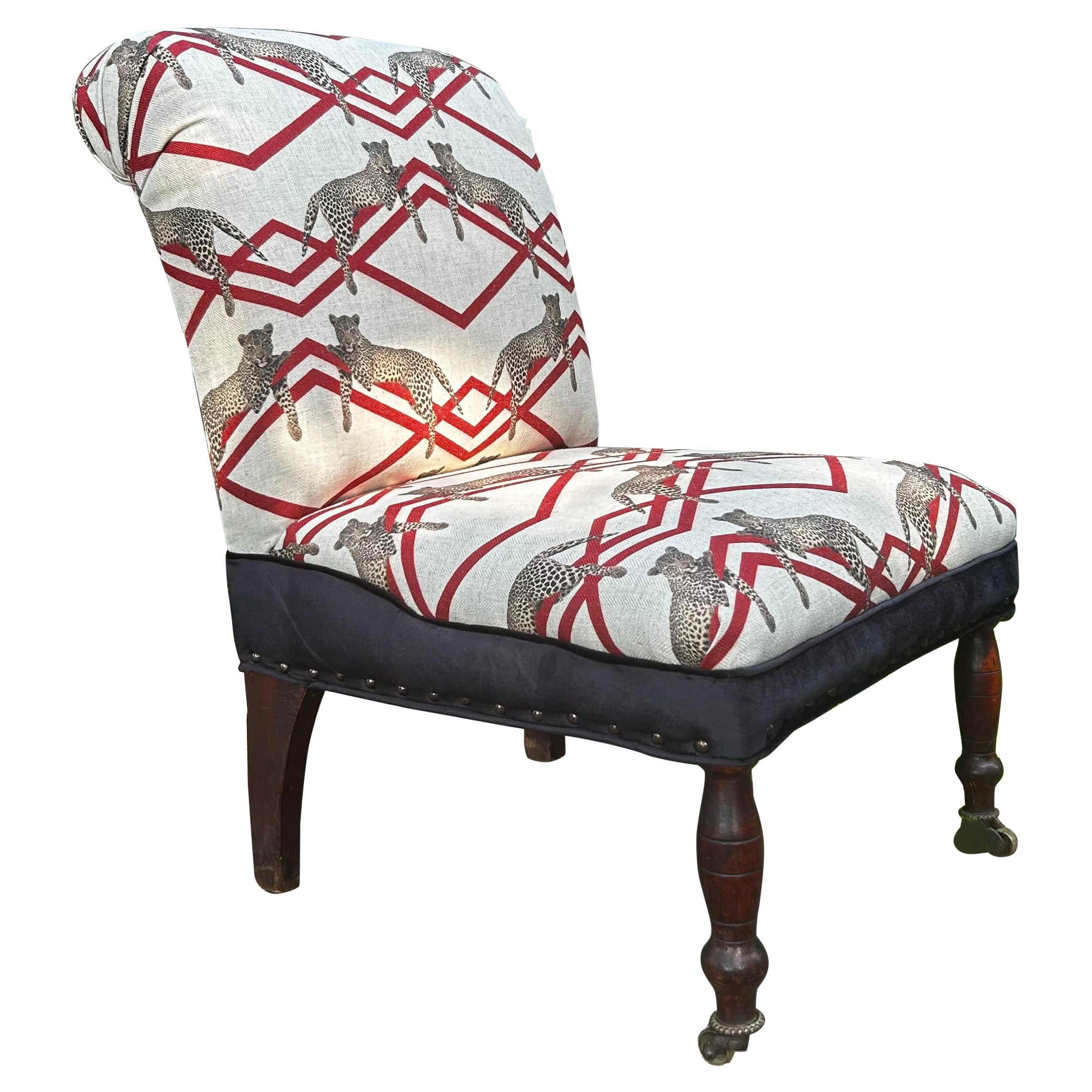 Rolled Back Slipper Chair - Animal and Geometric Print