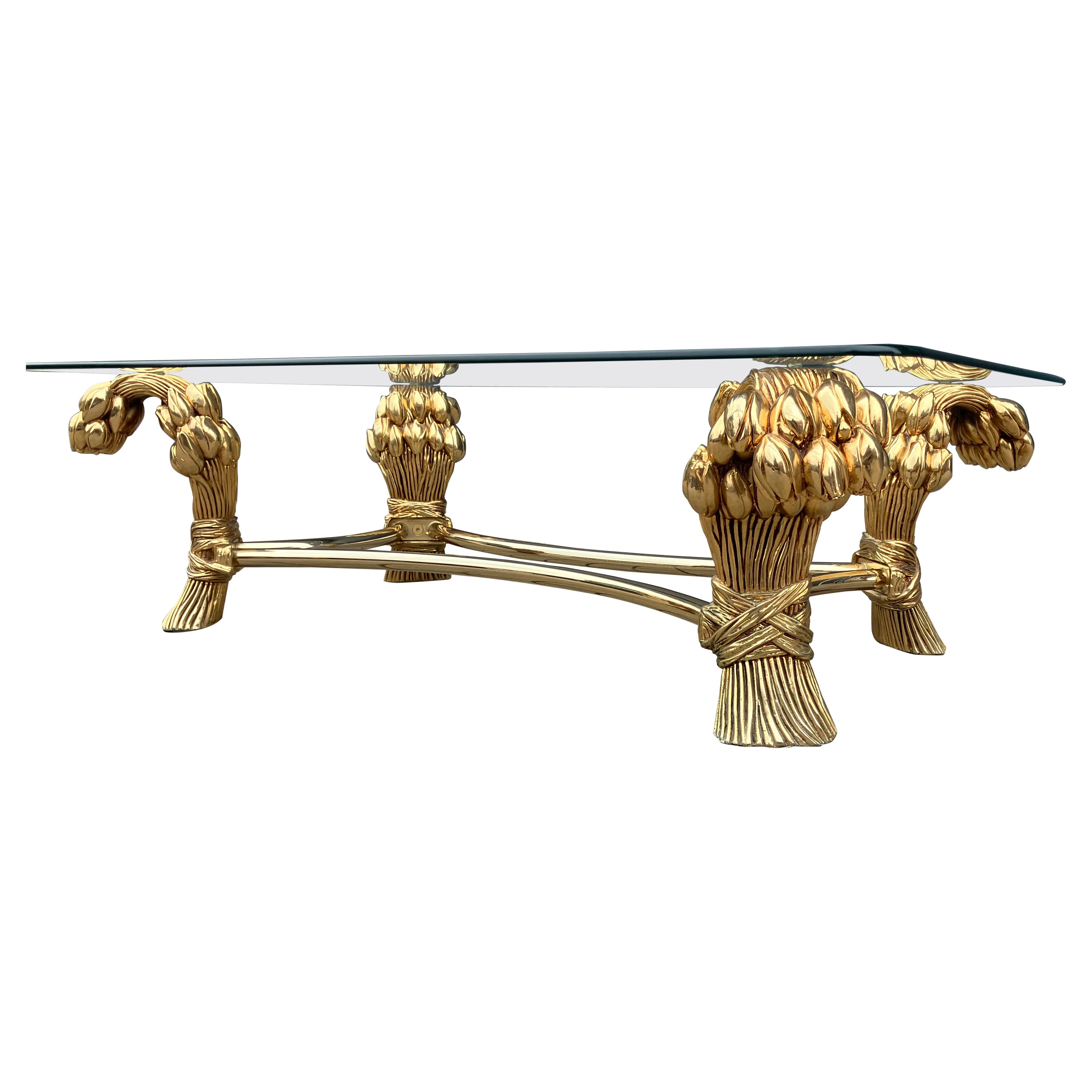 Willy Daro Brass Coffee Table 70’s Hollywood Regency