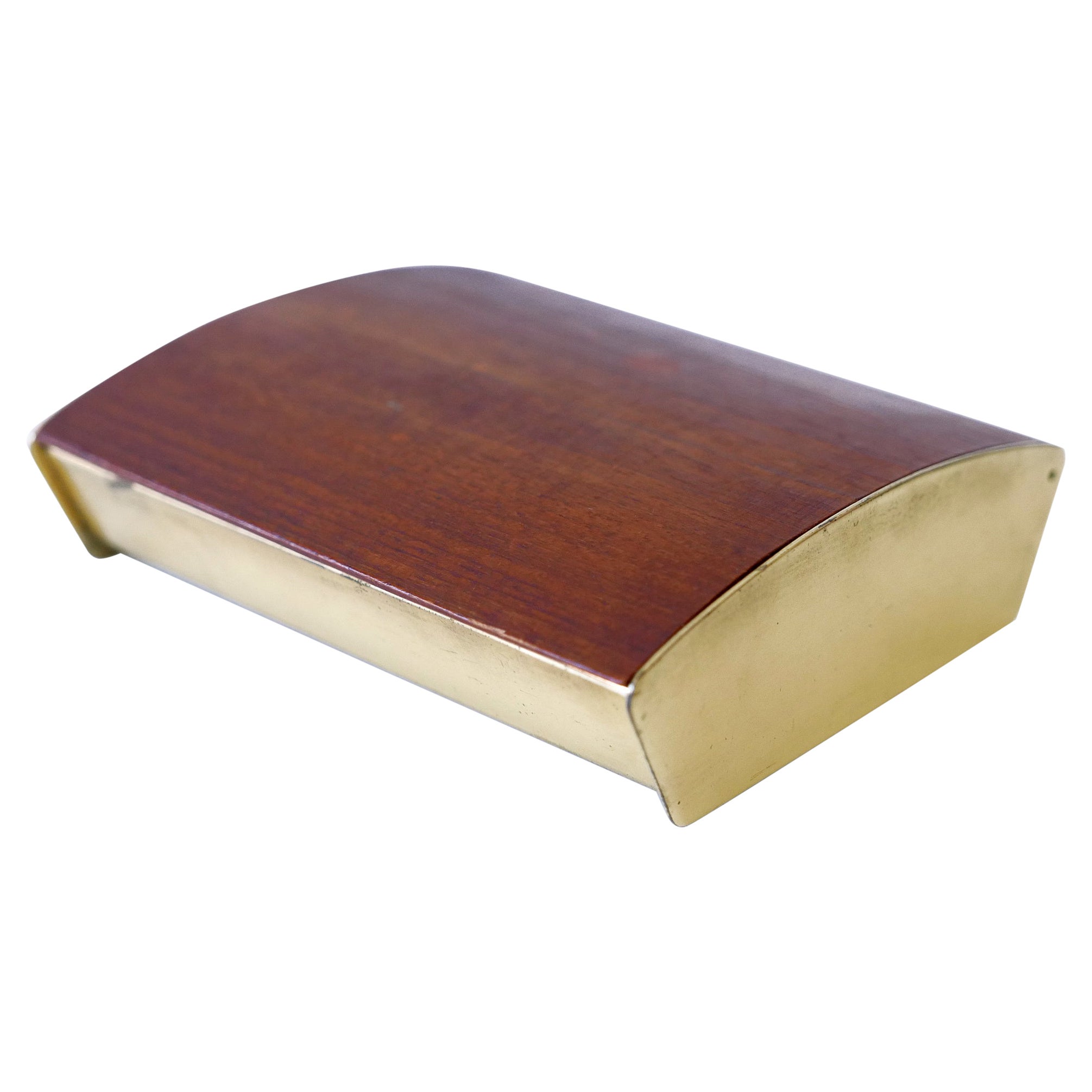 Rare Mid-Century Modern Teak Cork & Brass Box by Carl Auböck Austria 1950s For Sale