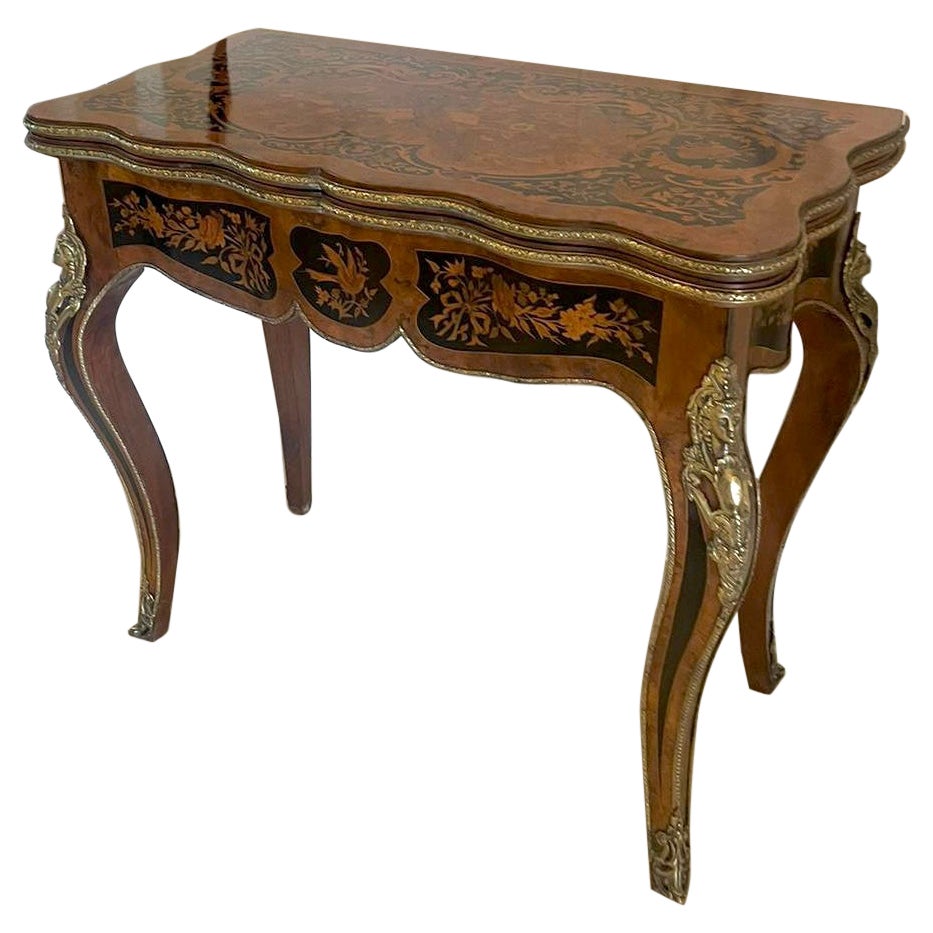  Exhibition Antique Kingwood Marquetry Inlaid Ormolu Mounted Card/Side Table For Sale
