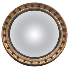 Very large heavily carved Regency style round Gilt frame with Convex Mirror