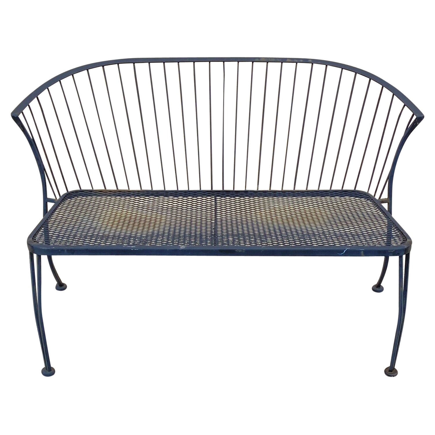 Russell Woodard Pinecrest Style Wrought Iron Garden Patio Loveseat Bench For Sale