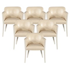Set di 6 sedie da pranzo moderne personalizzate color crema in ecopelle stampa struzzo
