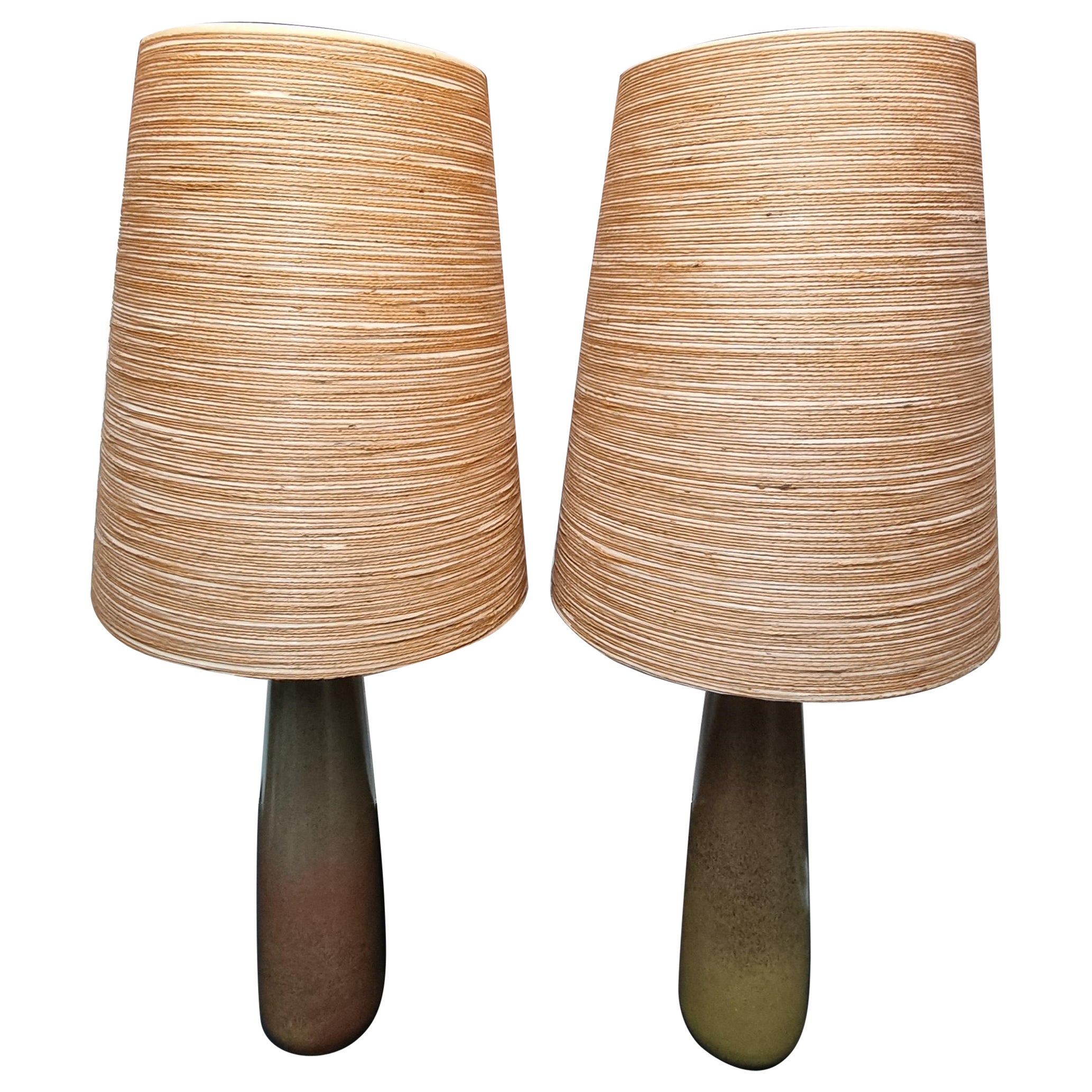 Impressive Large Pair of 1960's Ceramic Lamps by Lotte and Gunnar Bostlund 