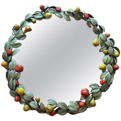 Round Italian Painted Tole Mirror