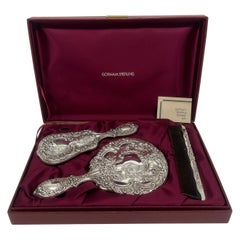 3 Pc Gorham Sterling Silver Cased Dresser Set