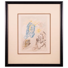 Vintage Salvador Dali The Divine Comedy Paradise 26 Modern Surreal Wood Engraving Framed