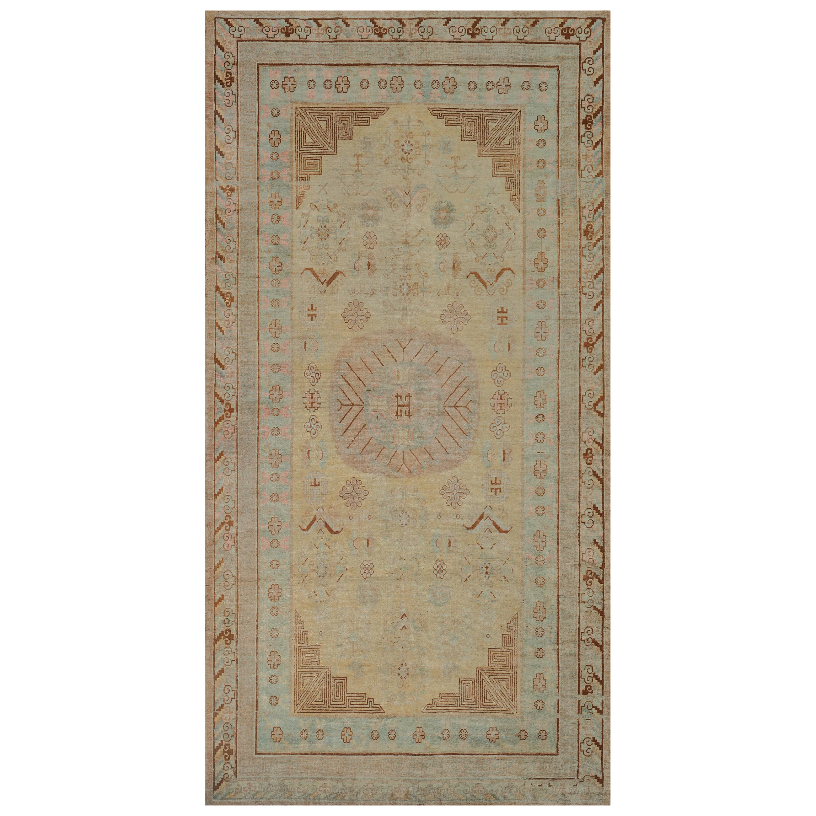 Antique Hand-knotted Circa-1880 Khotan Floral Rug For Sale