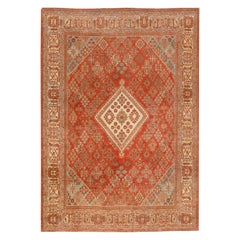 Used Medallion 1920s Handmade Josheghan Persian Wool Rug in Orange/Rust