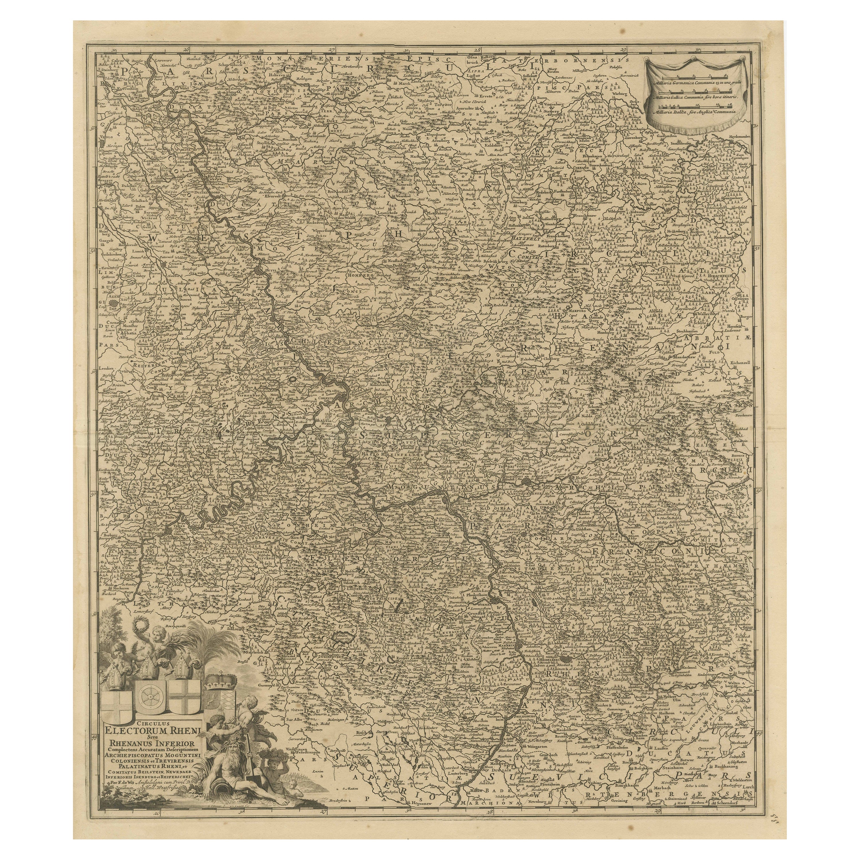 Antike Karte der Niederrhein-Region, Deutschland