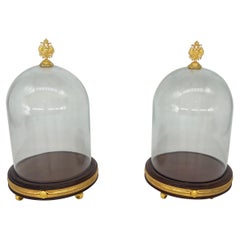 Pair, Vintage House of Faberge Ormolu Mounted Glass Display Domes