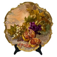 Large Antique Limoges Hand Painted Holy Fruit Porcelain Platter Signed Dubois