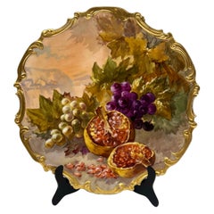 Large Vintage Limoges Hand Painted Holy Fruit Porcelain Platter Signed Dubois