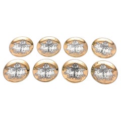 Vintage Piero Fornasetti Chariot Porcelain Gilded Coasters Barware Set of 8