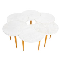 Modernist Three Legged Moveable Tables, Set of 6