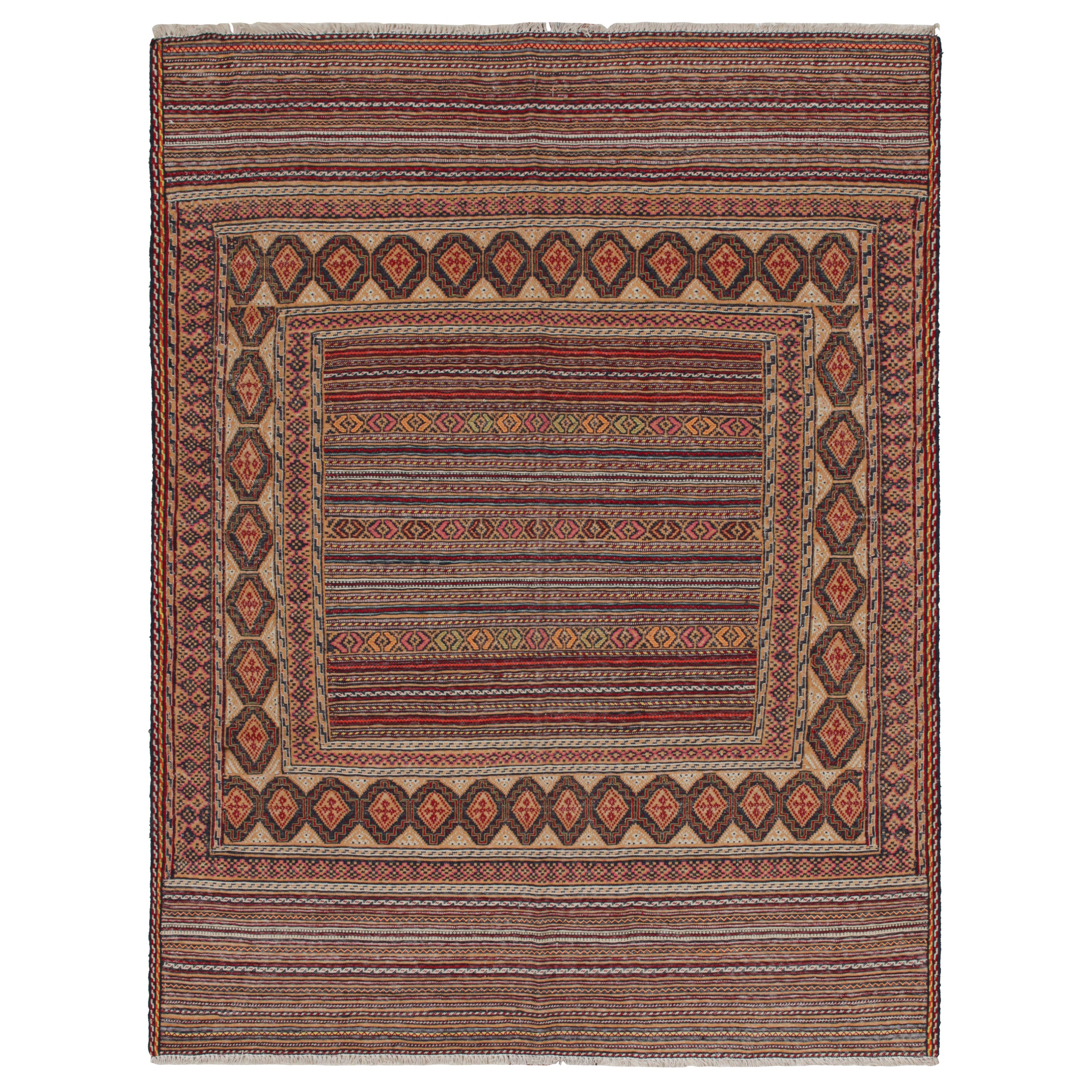Vintage Baluch Kilim in Beige-Brown with Geometric Patterns, from Rug & Kilim For Sale