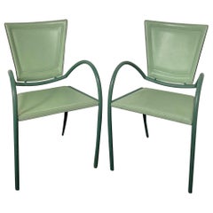 Italian Iron and Leather Chairs by Sawaya & Moroni - a Pair