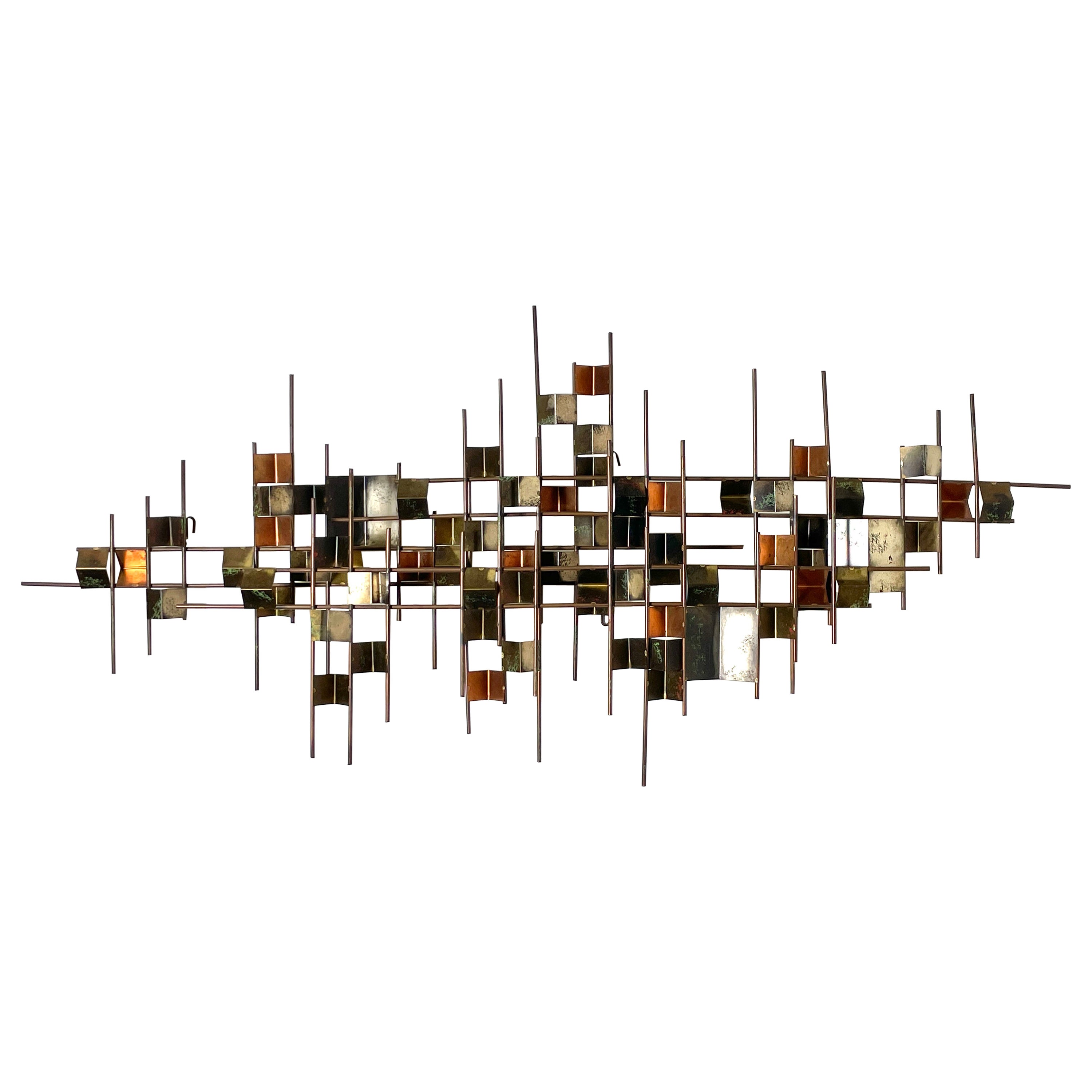 Curtis Jere Abstract Brutalist Metal Wall Sculpture 1970s 