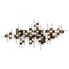 Vintage Curtis Jere Abstract Brutalist Metal Wall Sculpture 1970s 