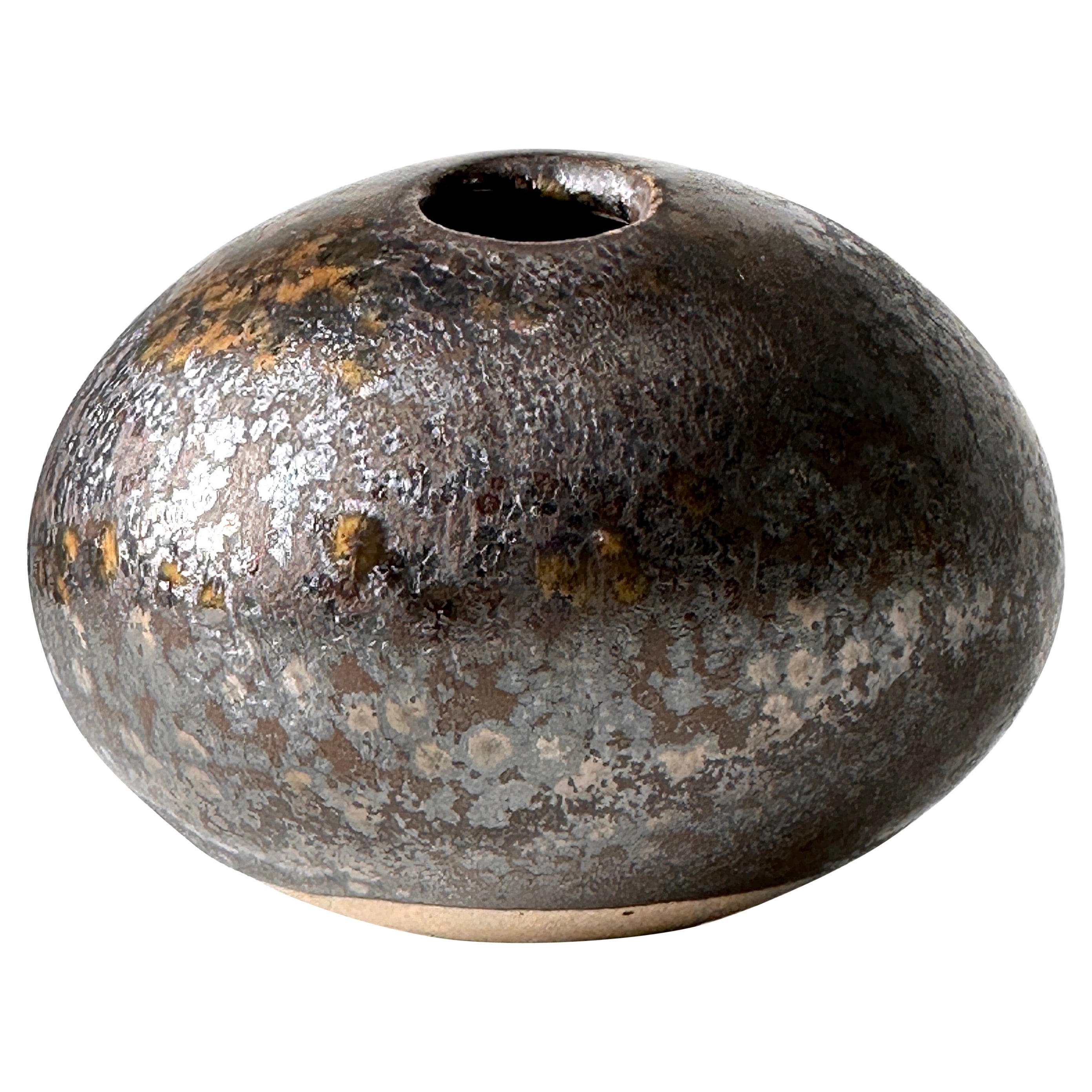 David Shaner River Rock Glazed Stoneware Ceramic Weed Vase Sculpture 1990s