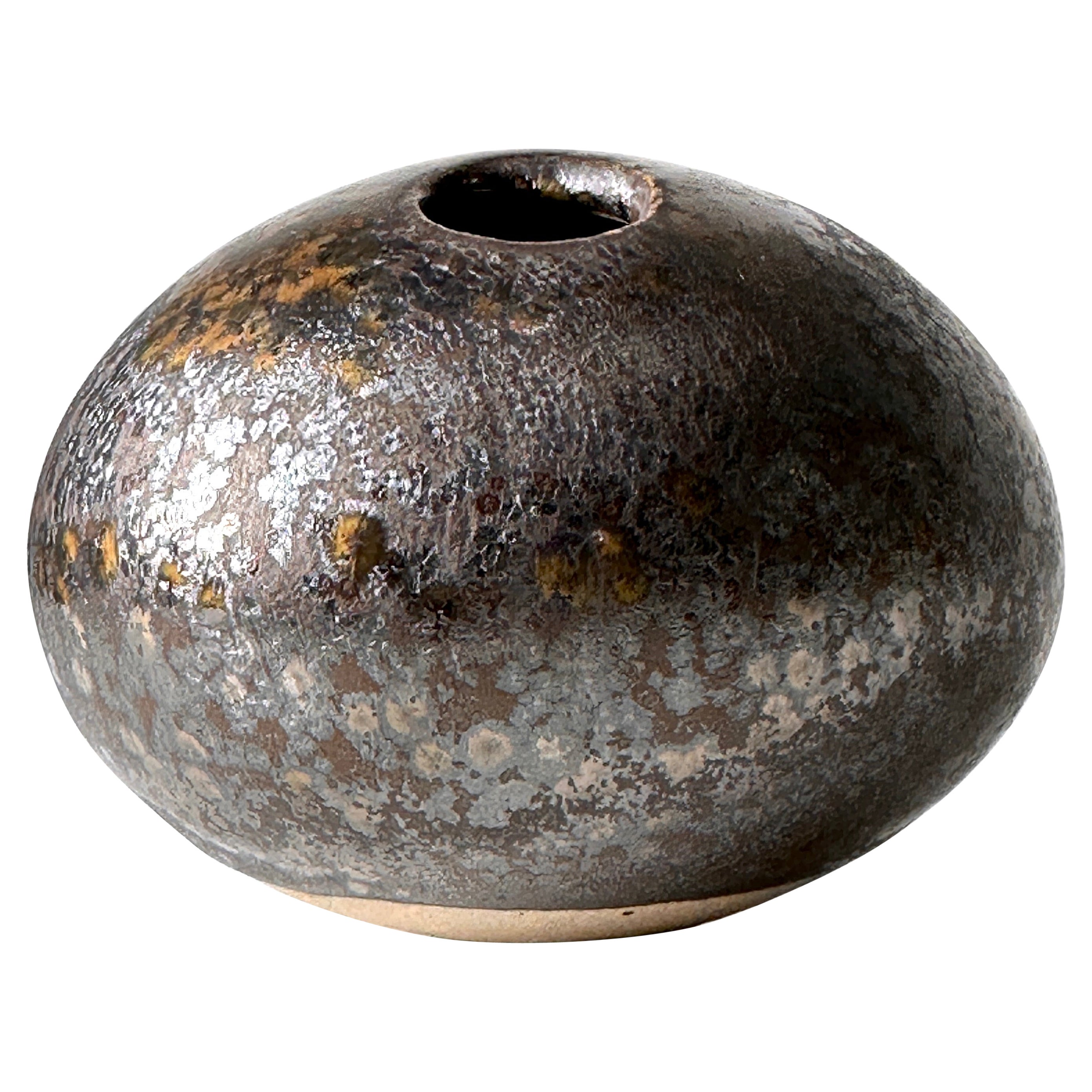 David Shaner River Rock Vaso in ceramica smaltata con erbacce Scultura anni '90
