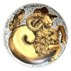 Piero Fornasetti Zodiac Porcelain Plate, Astrological Sign of Capricorn