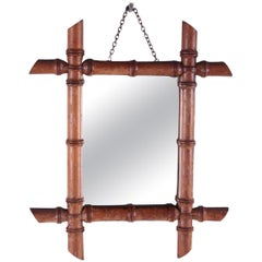 Antique Small bamboo mirror, 1920 France