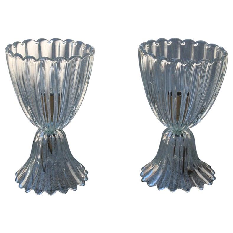 Elegant Barovier Mid-Century Tischlampe Murano Art Glass Made in Italy 1950s