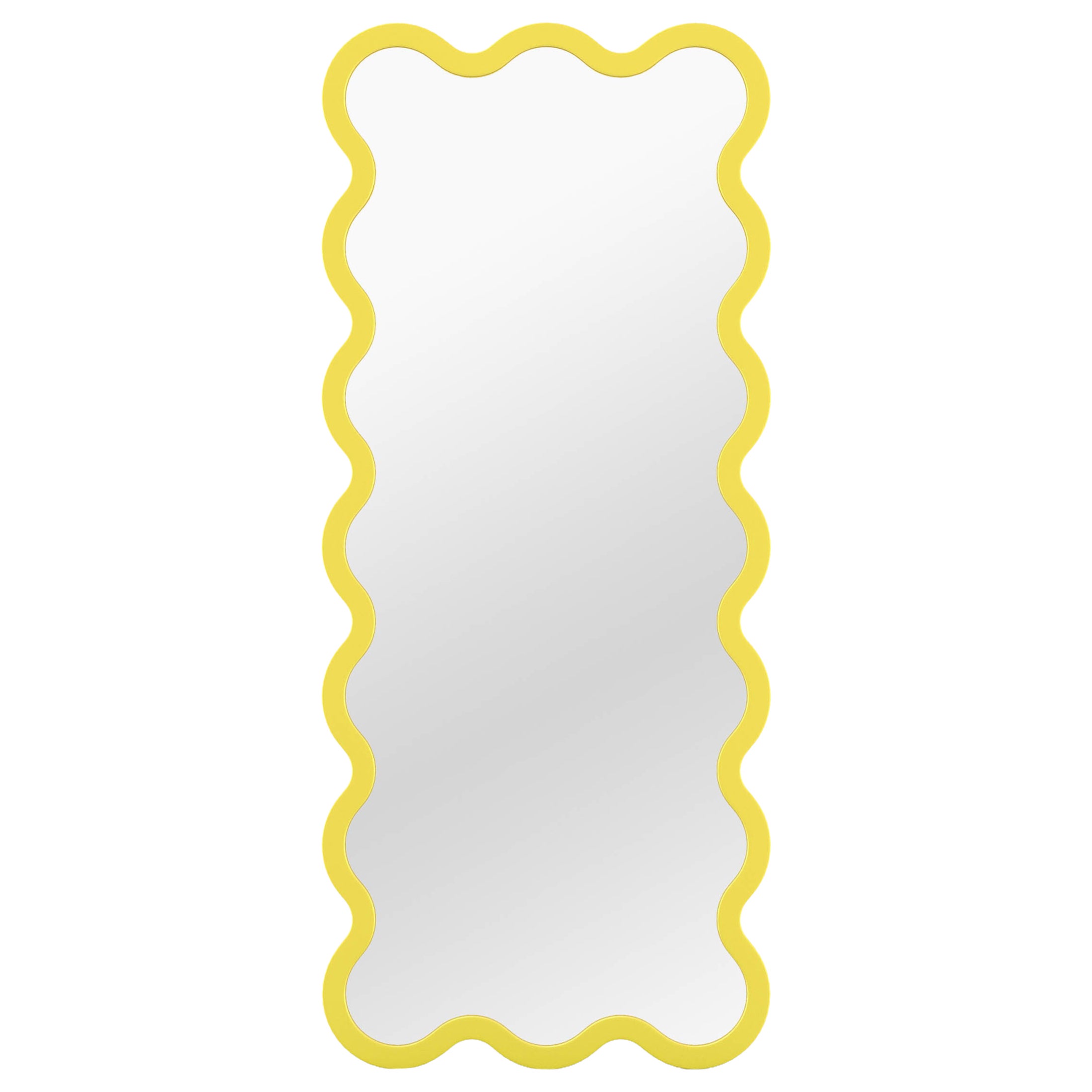 Miroir contemporain 'Hvyli 16' par Oitoproducts, cadre jaune