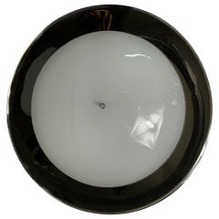 70s metal and glass ceiling light attributable to Stilnovo