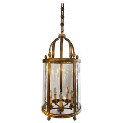 Antique French Brass Cylindrical Lantern 