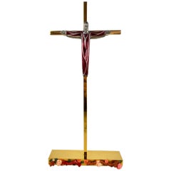 Retro Brass Crucifix, Italy, 1980s