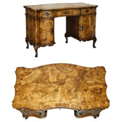 EXQUISITE ANTIQUITÉE ITALIAN CIRCA 1860 OLIVE WOOD DESK WRITING TABLE SUBLiME WOOD