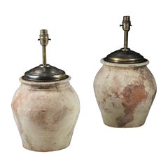 Pair of 19th Century Terracotta Boulin or Dove Nesting Pots as Lamps