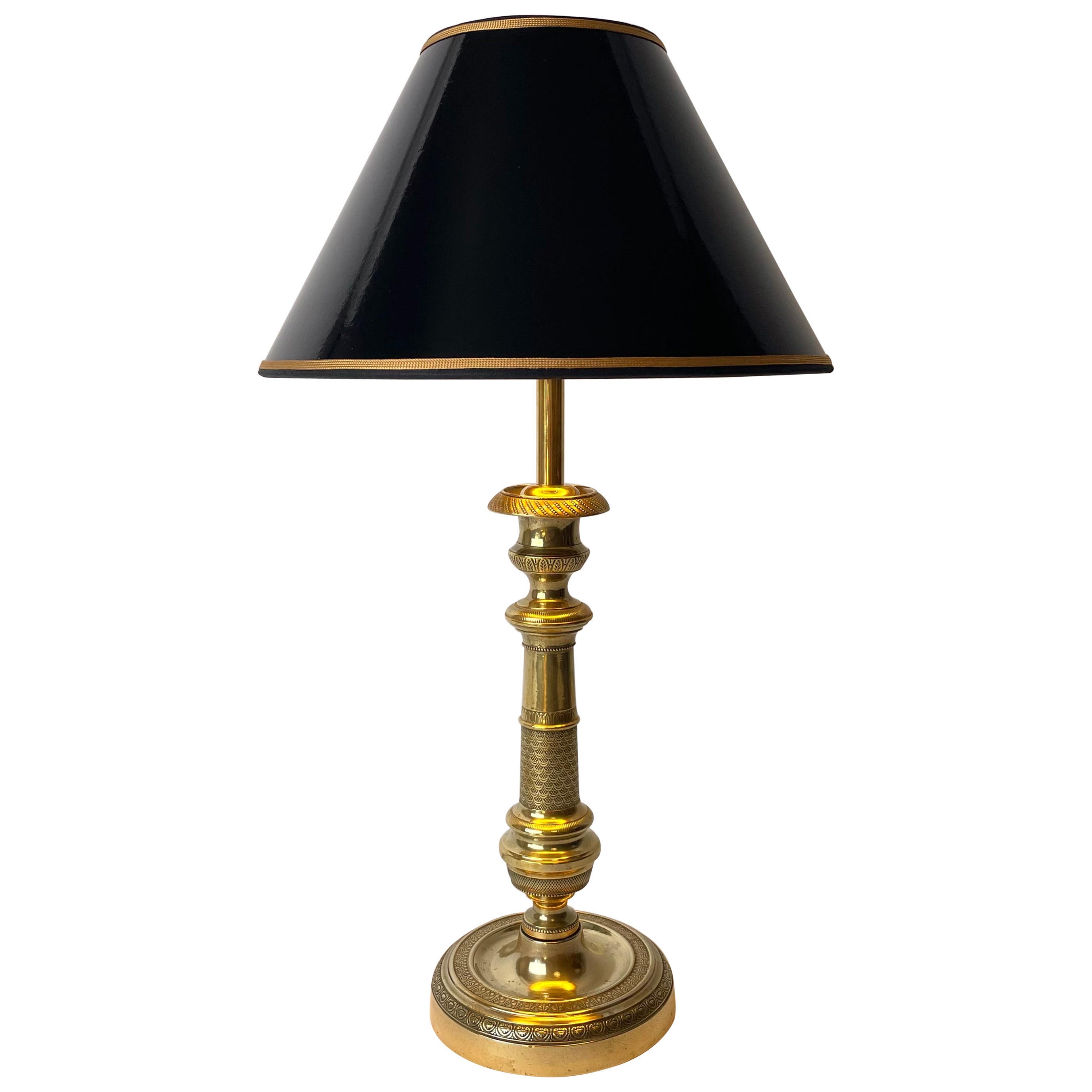 Elegant Table Lamp in Brass, 1820s French Empire, Originally Candlestick